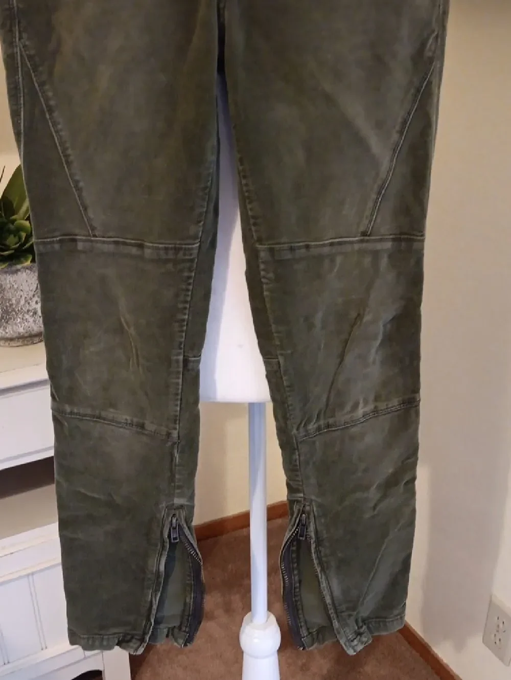 FP Free People Velvet Moto Stretch Zipper Slim Pants